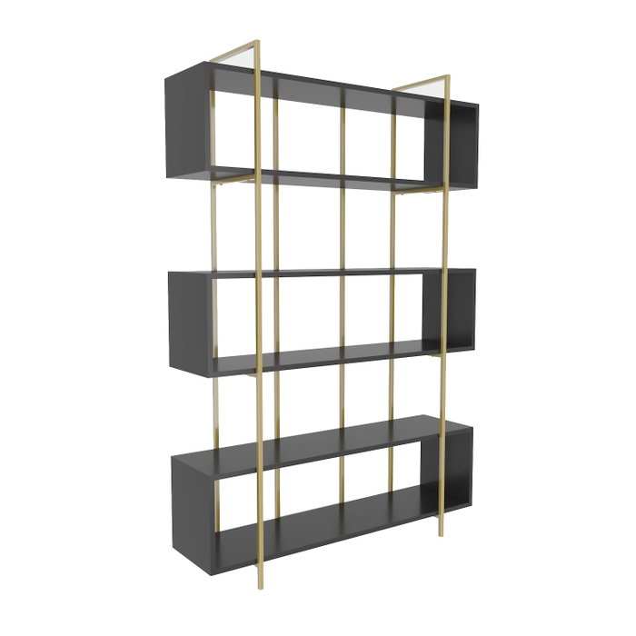 Hanah Home Bruti Estantería Antracita y Dorado